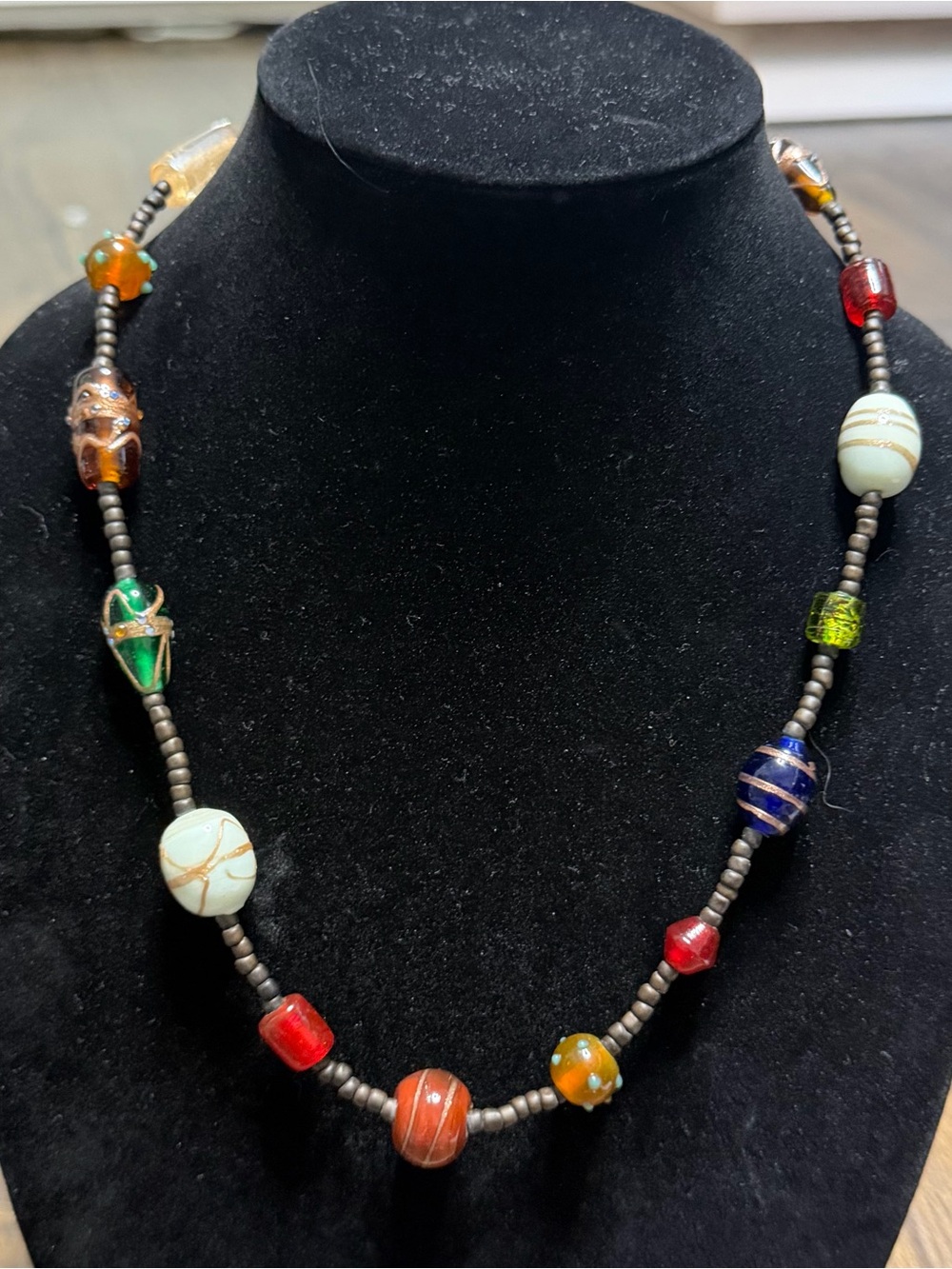 Handcrafted Multicolor Murano Glass Bead Necklace